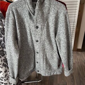 Roots Gray Marled Button-Up Fleece Jacket